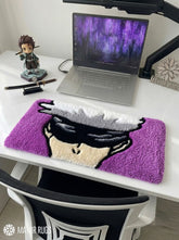 Gojo inspired anime keyboard rug handmade in India by Mayur Rugs featuring premium hand-tufted craftsmanship for gaming desk and anime room décor.