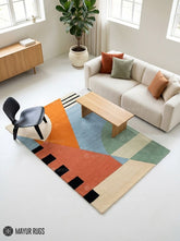 Retro Horizon Modern Geometric Abstract Area Rug