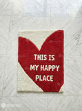 This Is My Happy Place typography handmade wool rug with cozy modern design, premium custom area rug by Mayur Rugs