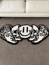 Triple Skull Smiley Greek Handmade Rug