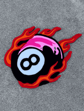 Flaming 8 Ball Pool Handmade Rug