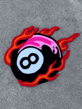 Flaming 8 Ball Pool Handmade Rug