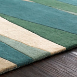 Ocean Blue Geometric Wool Rug
