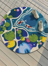 Nature Pond Aqua Round Rug