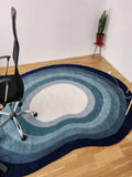Oval Shape Blue Woolen Rug