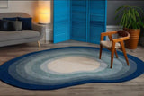 Oval Shape Blue Woolen Rug
