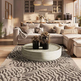 Hand-Tufted Zebra Beige Wool Rug