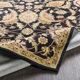 Floral Black/Beige Wool Area Handtufted Rug