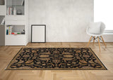 Floral Black/Beige Wool Area Handtufted Rug