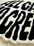 All Cash No Credit typography handmade wool rug with bold street style design, premium custom area rug by Mayur Rugs