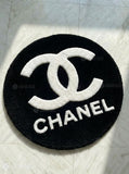Chanel inspired handmade wool rug with luxury fashion aesthetic and elegant monochrome design, premium custom area rug by Mayur Rugs