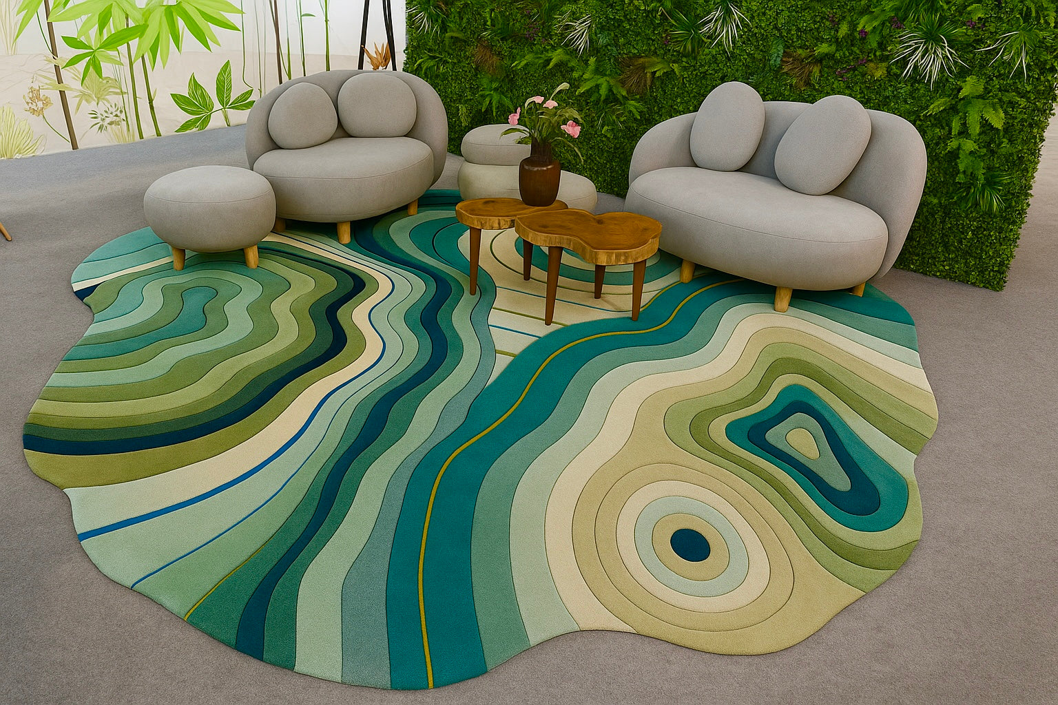 Irregular Shape Modern  Handmade Rug