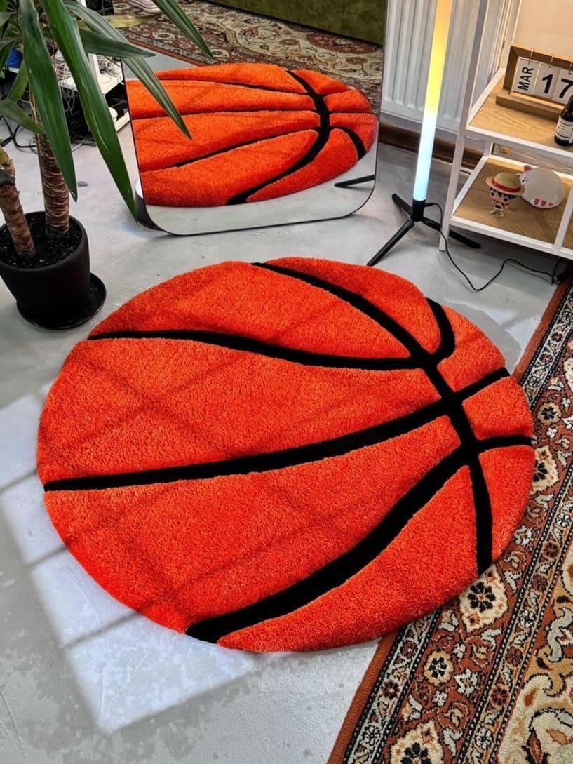Basketball-Inspired Handmade Rug