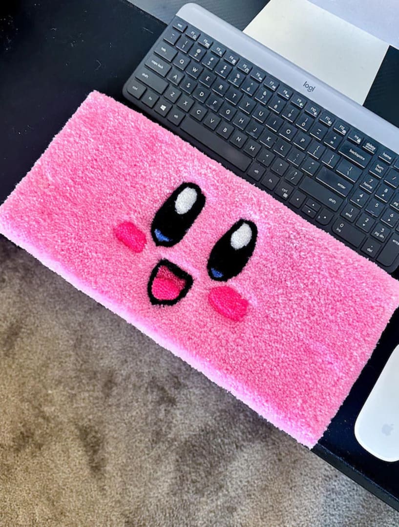 Kirby-Inspired Cute Keyboard  Rug