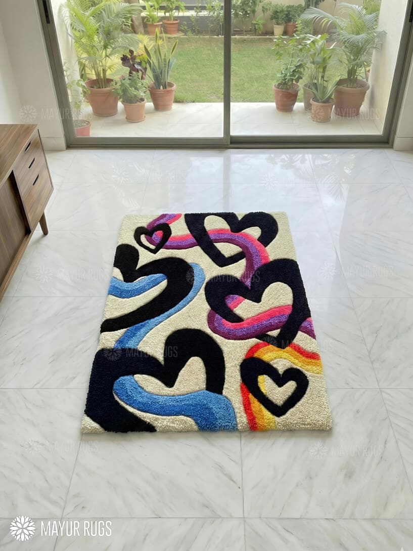 Groovy Hearts Rug – Retro Love