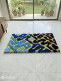 Modern Blue Wavy Handmade Area Rug by Mayur Rugs