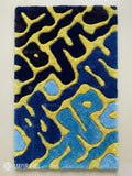 Modern Blue Wavy Handmade Area Rug by Mayur Rugs