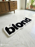 Blond inspired handmade wool rug with minimal album art aesthetic design, premium custom area rug by Mayur Rugs