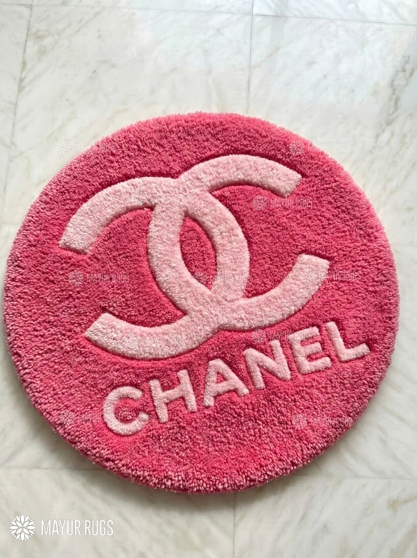 Chanel inspired handmade wool rug with luxury fashion aesthetic and elegant monochrome design, premium custom area rug by Mayur Rugs
