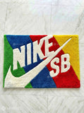 Nike SB inspired hand-tufted wool rug with streetwear skate sneaker aesthetic design, premium custom area rug by Mayur Rugs