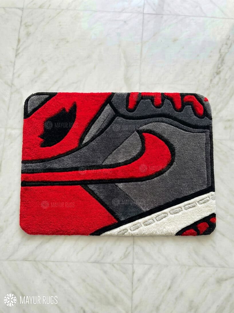 Chicago Red & Black Sneaker Handmade Art Rug