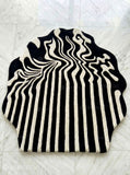 Liquid strip abstract hand-tufted wool rug with fluid modern design, premium custom area rug by Mayur Rugs