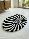 Vortex infinity loop hand-tufted wool living room rug with modern sculptural abstract design, premium custom area rug by Mayur Rugs