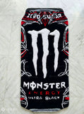 Black Monster Energy Drink inspired custom hand-tufted wool rug with ultra black gaming aesthetic design, premium custom area rug by Mayur Rugs