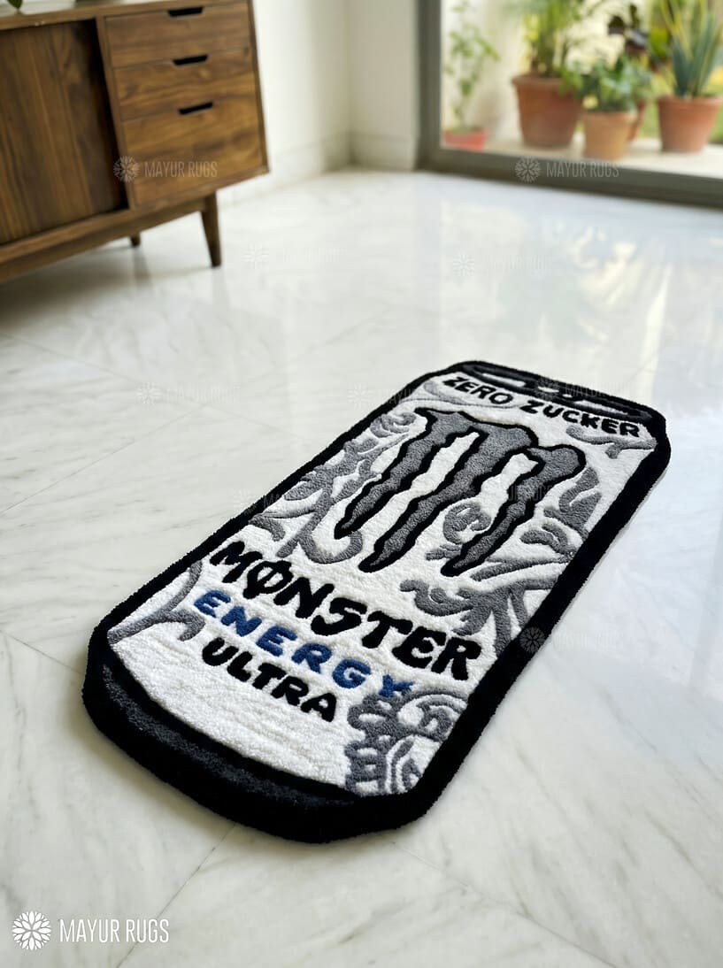 Monster Ink Rug White Monster Ultra Zero–Inspired Hand-Tufted Wool Rug | Energy ...