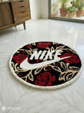 Nike Floral Rose–Inspired Hand-Tufted Wool Round Rug