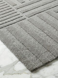 Grey ash cut and loop pile hand-tufted wool rug with textured modern design, premium custom area rug by Mayur Rugs