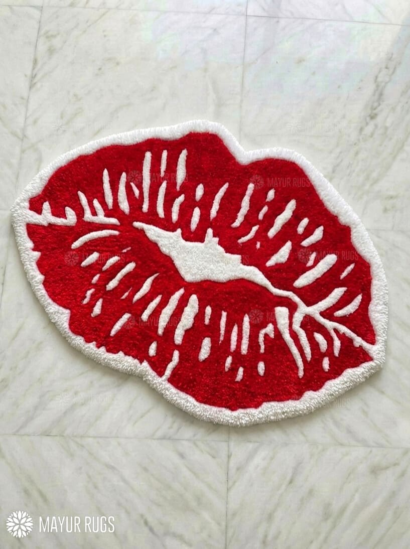Kiss Mark Lip Hand-Tufted Wool Rug | Pop Art Statement Rug – Mayur Rugs