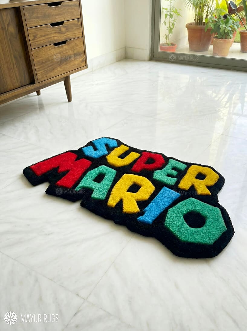 Mario Boo Rug Super Mario–Inspired Hand-Tufted Wool Rug | Retro Gaming Rug – Mayur Rugs