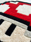 Retro gaming mushroom hand-tufted wool rug with classic arcade character design, premium custom area rug by Mayur Rugs