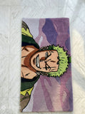 Roronoa Zoro inspired One Piece anime hand-tufted wool rug with bold swordsman character design, premium custom area rug by Mayur Rugs