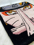Naruto inspired hand-tufted wool rug with bold anime ninja character design, premium custom area rug by Mayur Rugs