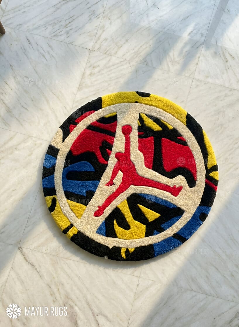 Jumpman Rug Air Jordan Inspired Jumpman Round Handtufted Rug – Mayur Rugs