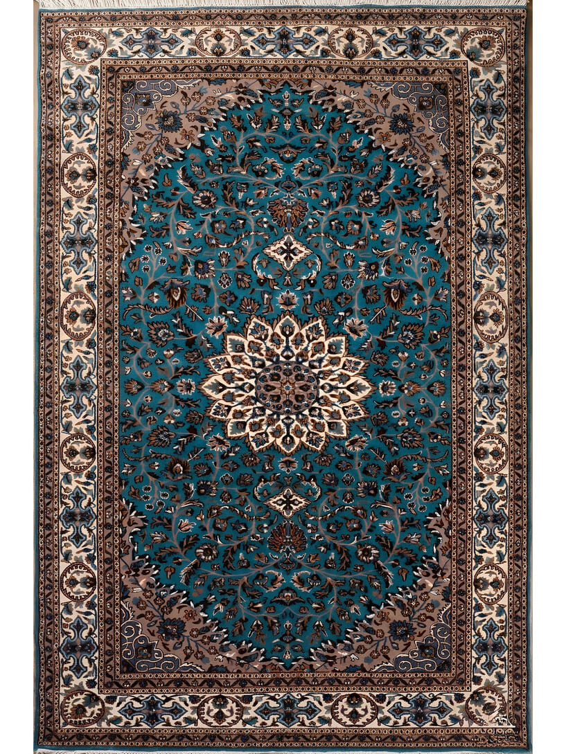 Persian hand-knotted wool rug 6x9 with traditional intricate pattern, premium heritage area rug by Mayur Rugs