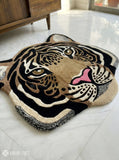 Tiger face hand-tufted wool rug with bold wildlife design, premium custom area rug by Mayur Rugs