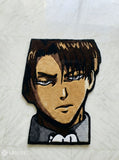 Levi Ackerman inspired Attack on Titan anime hand-tufted wool rug with bold character design, premium custom area rug by Mayur Rugs