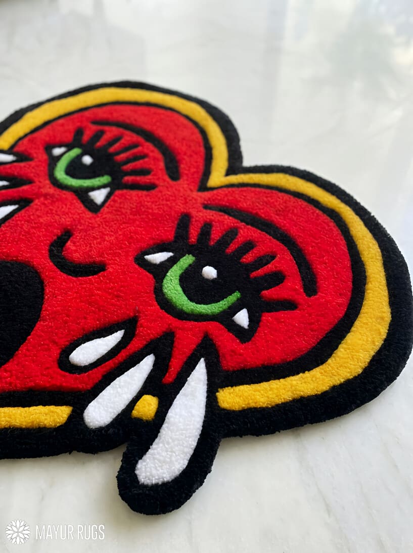 Sad Rug Crying Heart Tattoo Hand-Tufted Wool Rug | Tattoo Art Rug – Mayur Rugs