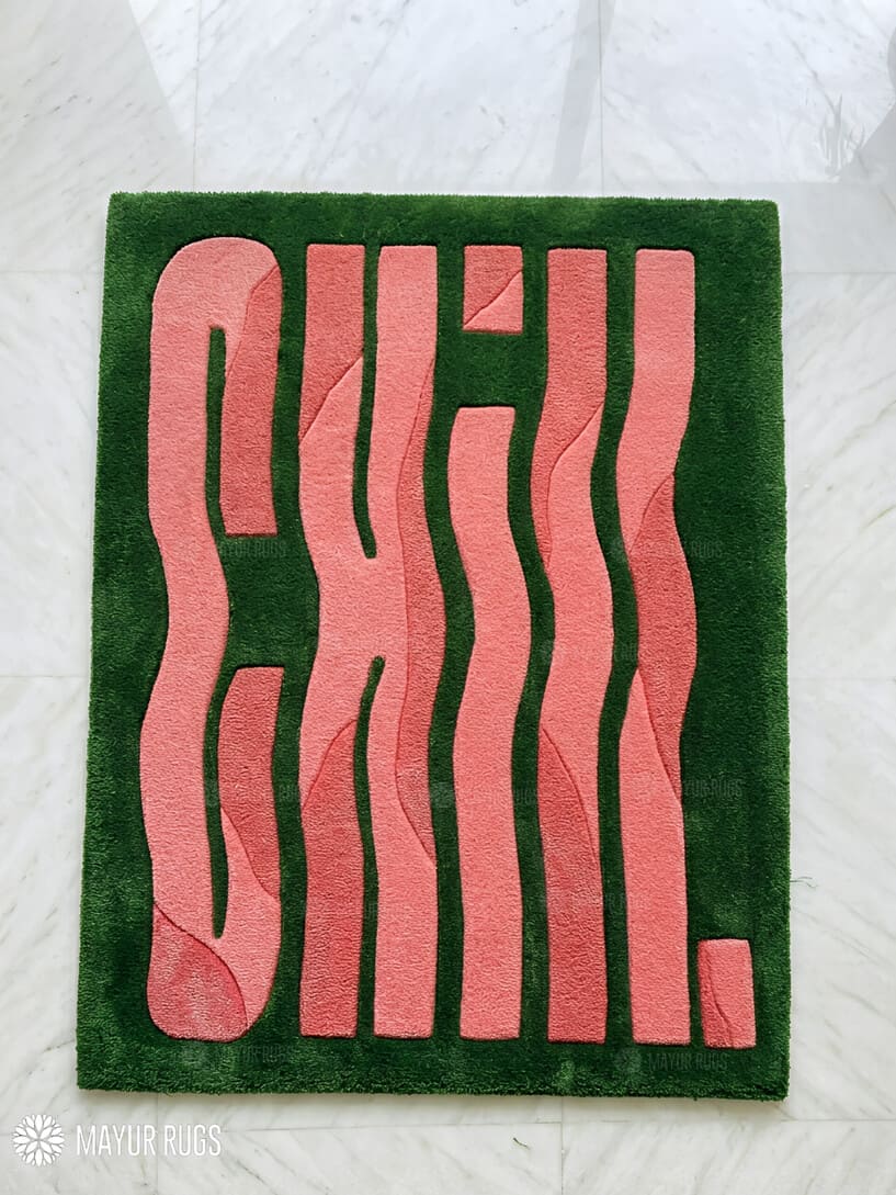 Chill melting hand-tufted wool rug with liquid drip abstract design, premium custom area rug by Mayur Rugs