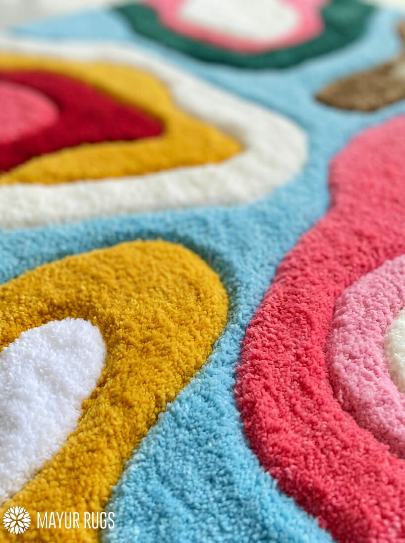 Abstract color flow hand tufted wool rug featuring modern artistic patterns and vibrant contemporary design by Mayur Rugs