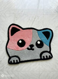Cute cat hand-tufted wool rug with cartoon aesthetic design, premium custom area rug by Mayur Rugs