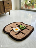 Breakfast tic tac toe game hand-tufted wool rug set with avocado and omelet play pieces, premium custom rug by Mayur Rugs