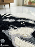 Pedro raccoon inspired custom hand-tufted wool rug with cute cartoon animal design, premium custom area rug by Mayur Rugs
