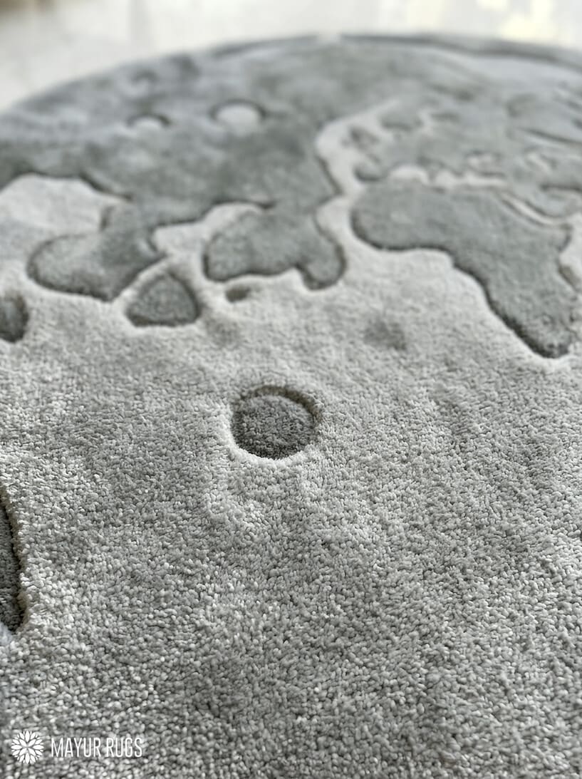  moon hand-tufted wool rug with dreamy lunar aesthetic design, premium custom area rug by Mayur Rugs