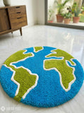 Planet Earth hand-tufted wool rug with cosmic globe aesthetic design, premium custom area rug by Mayur Rugs