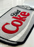 Diet Coke inspired hand-tufted wool rug with retro soda aesthetic design, premium custom area rug by Mayur Rugs