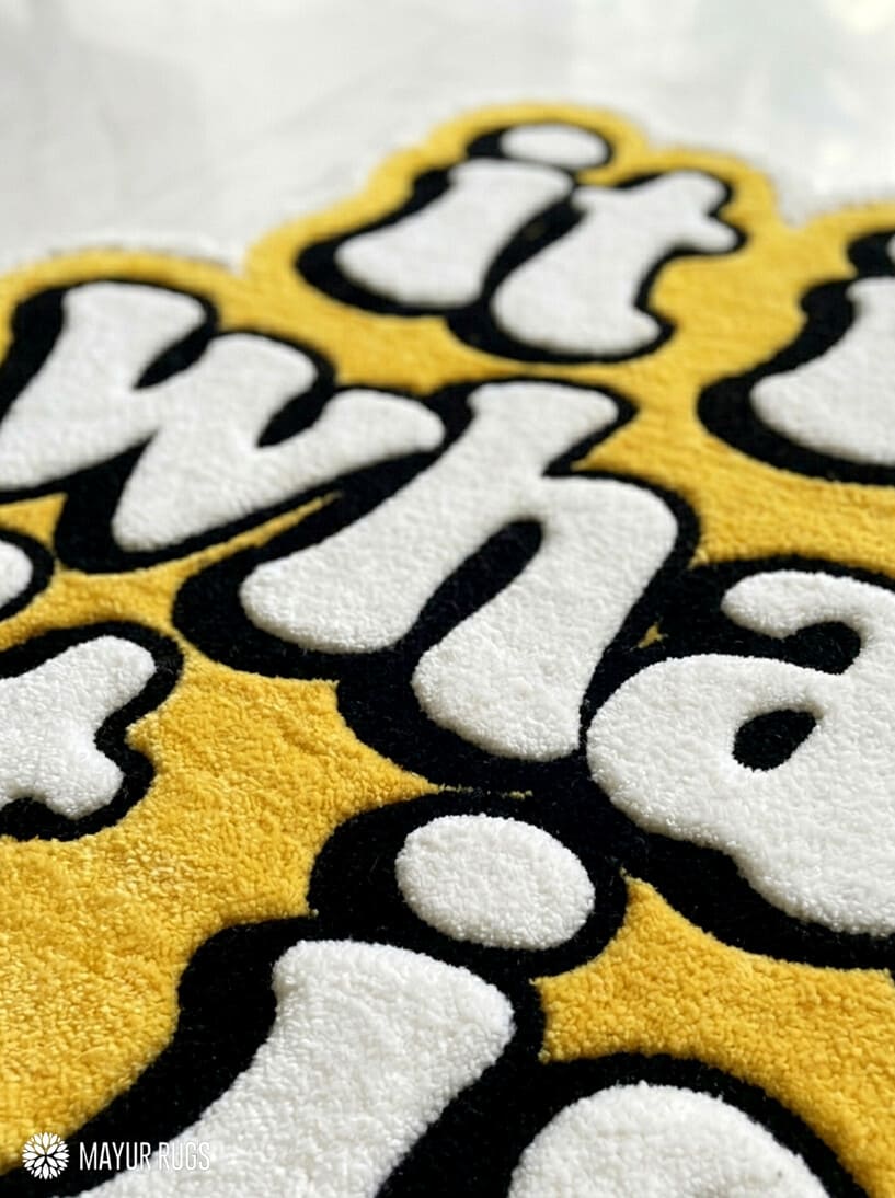 It Is What It Is hand-tufted wool rug with modern typography statement design, premium custom area rug by Mayur Rugs